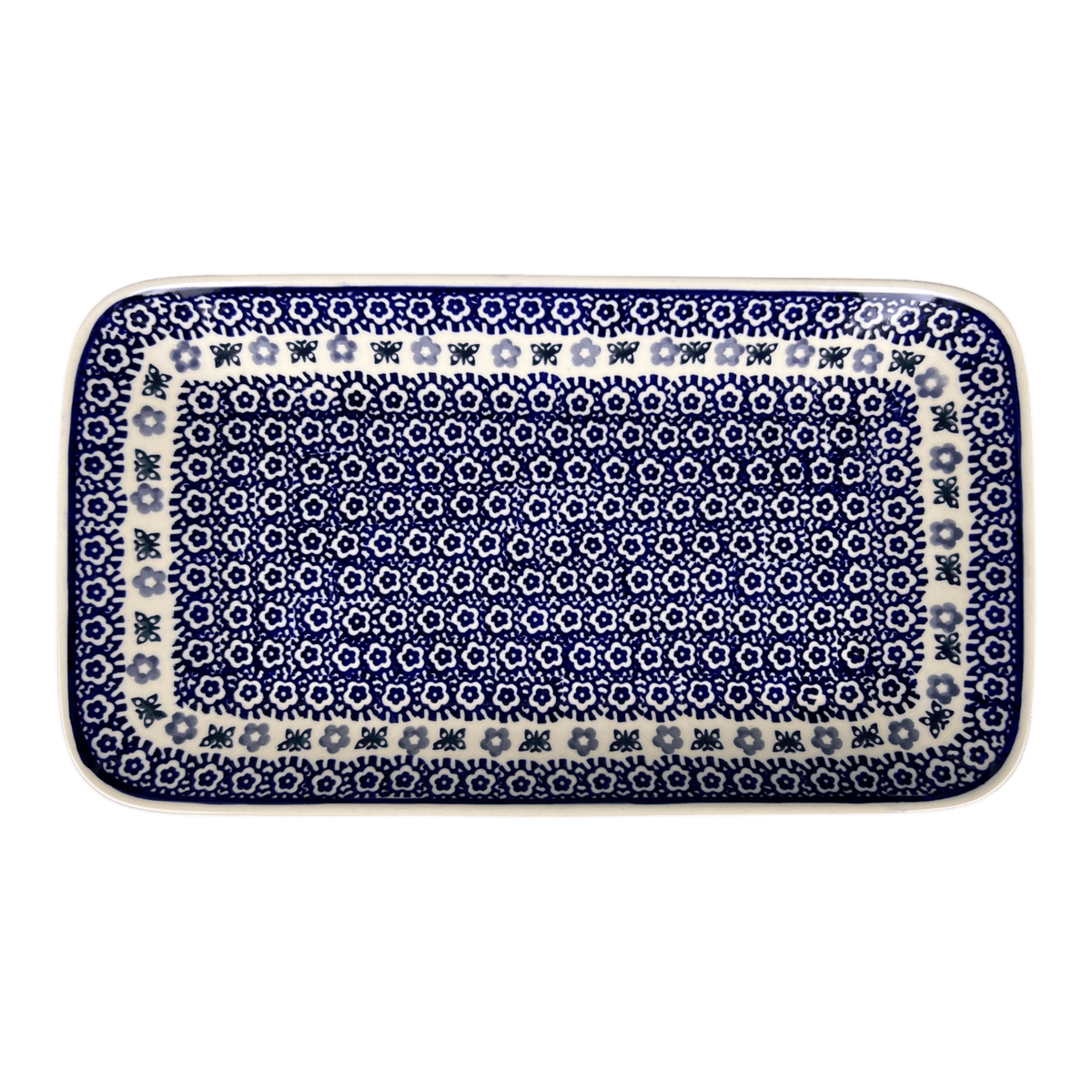 Platter, Rectangular, 14" x 8" in "Butterfly Border" by Manufaktura | P202T-P249
