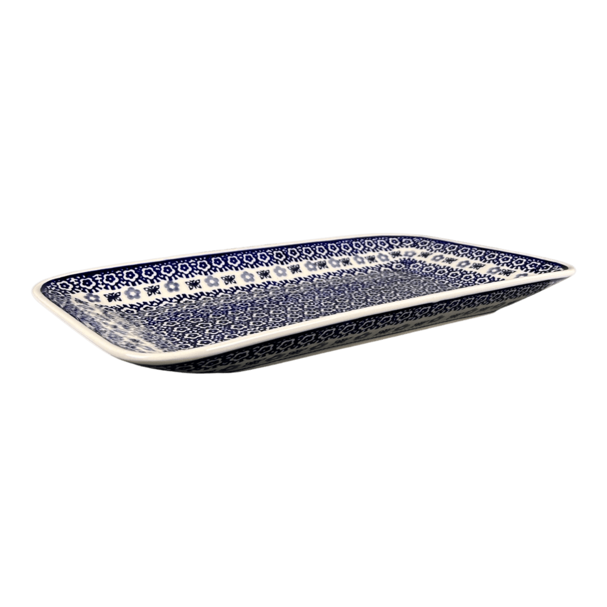 Platter, Rectangular, 14" x 8" in "Butterfly Border" by Manufaktura | P202T-P249