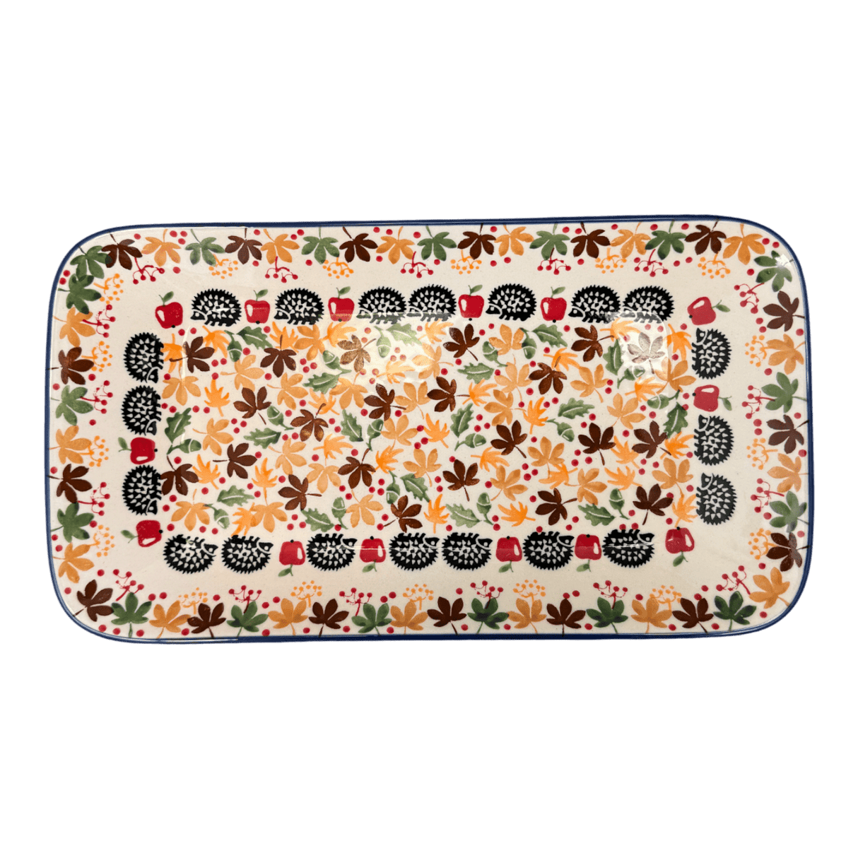 Platter, Rectangular, 14" x 8" in "Hedgehog Harvest" by Manufaktura | P202U-AS71
