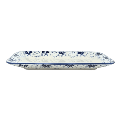 Platter, Rectangular, 14" x 8" in "Blue & White Trumpet Vines" by Manufaktura | P202U-JZ43