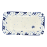 Platter, Rectangular, 14" x 8" in "Blue & White Trumpet Vines" by Manufaktura | P202U-JZ43