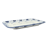 Platter, Rectangular, 14" x 8" in "Blue & White Trumpet Vines" by Manufaktura | P202U-JZ43
