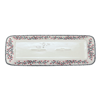 A picture of a Polish Pottery Long Rectangular Serving Dish (Cherry Blossoms) | P204S-DPGJ as shown at PolishPotteryOutlet.com/products/19-5-x-6-75-rectangular-platter-cherry-blossoms-p204s-dpgj
