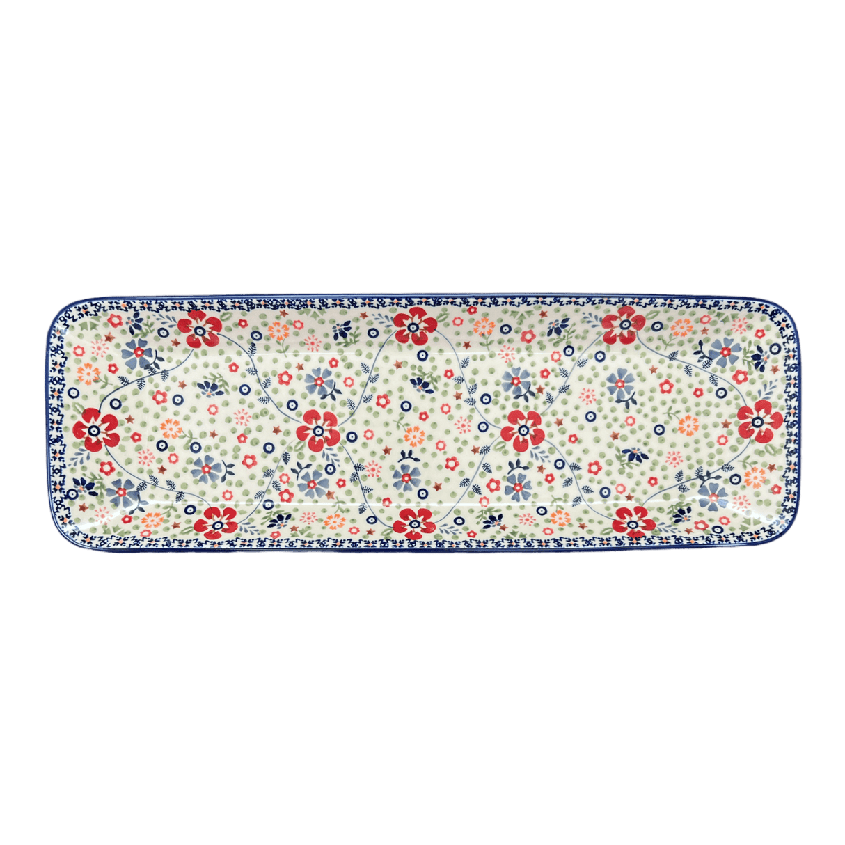 Platter, Rectangular, Long, 19.5" x 6.75" in "Full Bloom" by Manufaktura | P204S-EO34