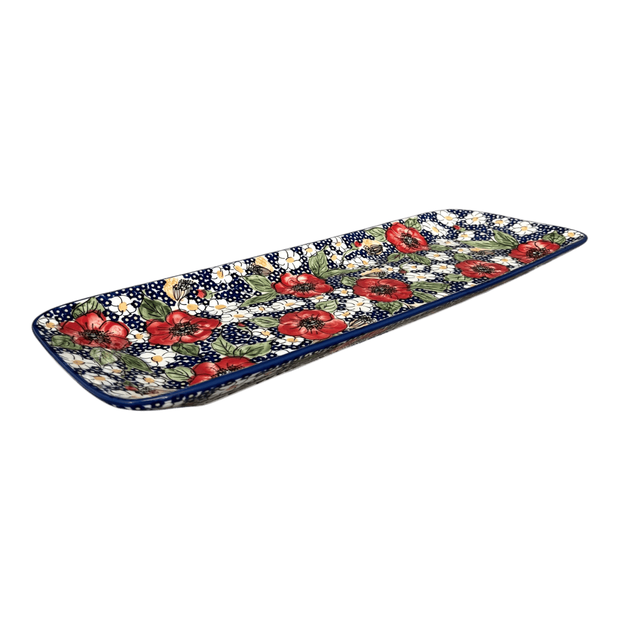 Platter, Rectangular, Long, 19.5" x 6.75" in "Poppies & Posies" by Manufaktura | P204S-IM02