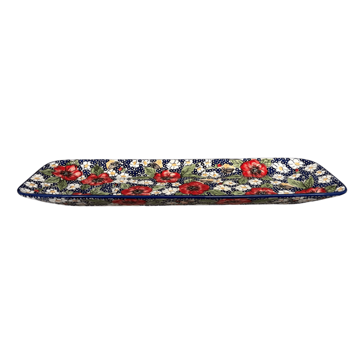 Platter, Rectangular, Long, 19.5" x 6.75" in "Poppies & Posies" by Manufaktura | P204S-IM02