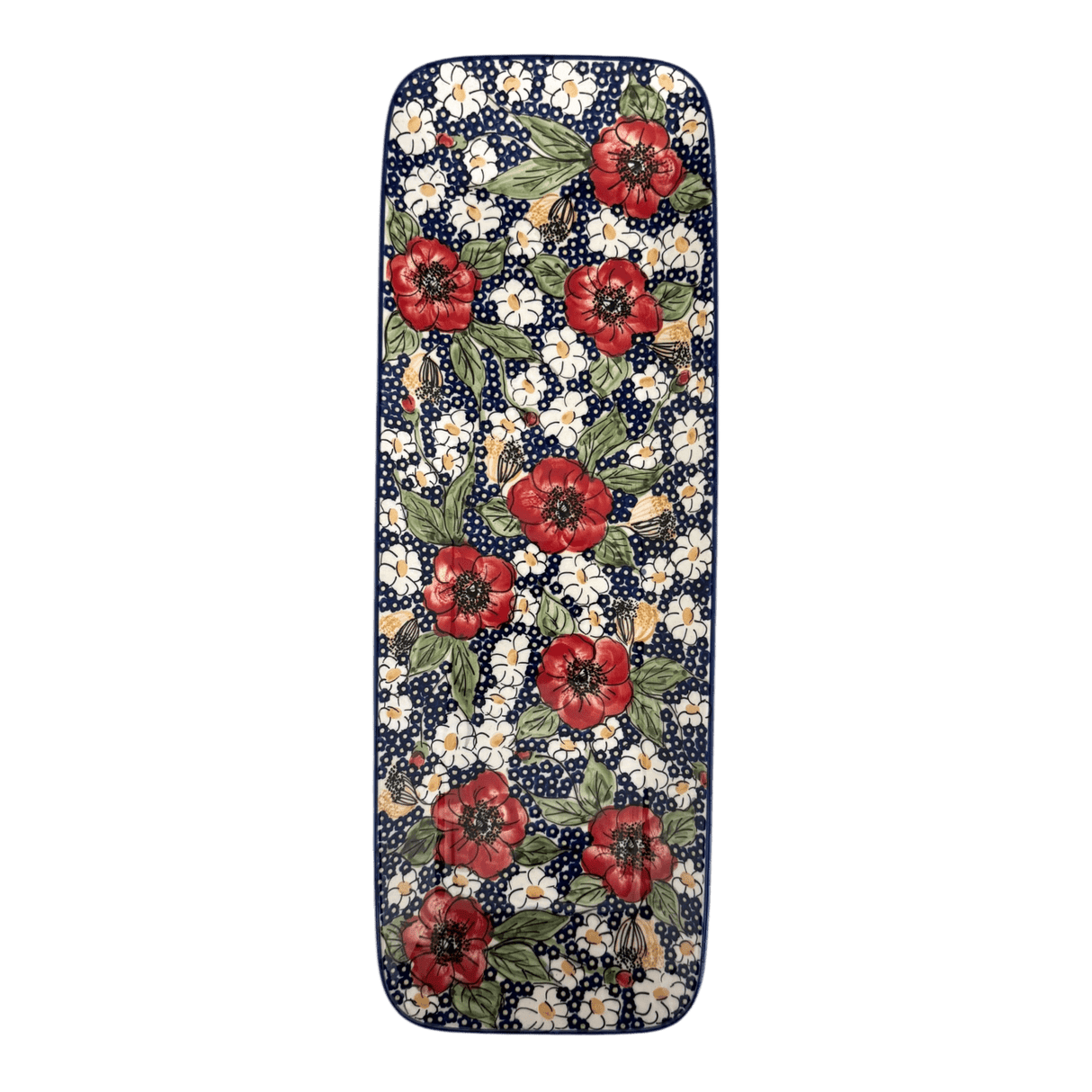 Platter, Rectangular, Long, 19.5" x 6.75" in "Poppies & Posies" by Manufaktura | P204S-IM02