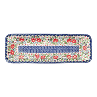 A picture of a Polish Pottery Long Rectangular Serving Dish (Floral Fantasy) | P204S-P260 as shown at PolishPotteryOutlet.com/products/rectangular-platter-floral-fantasy-p204s-p260
