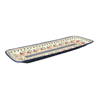 A picture of a Polish Pottery Long Rectangular Serving Dish (Mediterranean Blossoms) | P204S-P274 as shown at PolishPotteryOutlet.com/products/rectangular-platter-mediterranean-blossoms-p204s-p274