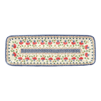A picture of a Polish Pottery Long Rectangular Serving Dish (Mediterranean Blossoms) | P204S-P274 as shown at PolishPotteryOutlet.com/products/rectangular-platter-mediterranean-blossoms-p204s-p274