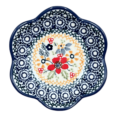 Bowl, Scalloped, Shallow, 4.25", (P205) in "Ruby Bouquet" by Manufaktura | P205S-DPCS