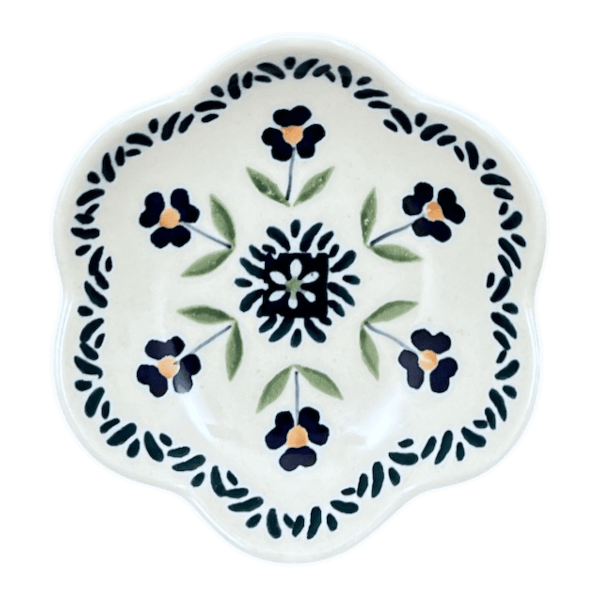 Bowl, Scalloped, Shallow, 4.25", (P205) in "Forget Me Not" by Manufaktura | P205T-ASS