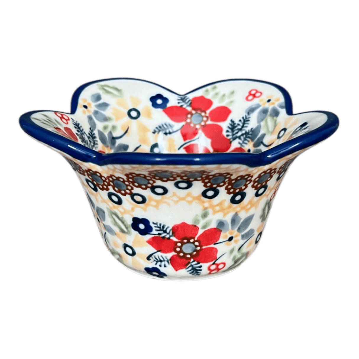 Bowl, Scalloped, 2" in "Ruby Duet" by Manufaktura | P206S-DPLC