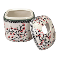A picture of a Polish Pottery Toothbrush Holder (Cherry Blossom) | P213S-DPGJ as shown at PolishPotteryOutlet.com/products/toothbrush-holder-cherry-blossom-p213s-dpgj