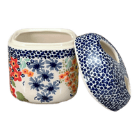 A picture of a Polish Pottery Toothbrush Holder (Brilliant Garden) | P213S-DPLW as shown at PolishPotteryOutlet.com/products/toothbrush-holder-brilliant-garden-p213s-dplw
