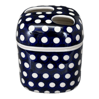 A picture of a Polish Pottery Toothbrush Holder (Hello Dotty) | P213T-9 as shown at PolishPotteryOutlet.com/products/toothbrush-holder-hello-dotty-p213t-9