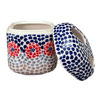 A picture of a Polish Pottery Toothbrush Holder (Falling Petals) | P213U-AS72 as shown at PolishPotteryOutlet.com/products/toothbrush-holder-falling-petals-p213u-as72