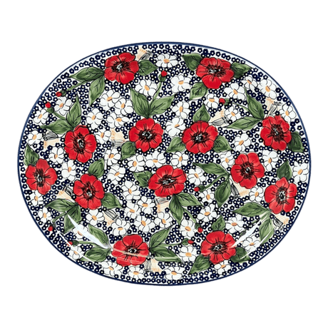 Platter, Serving, Oval, 16.5" x 13.75" in "Poppies & Posies" by Manufaktura | P218S-IM02