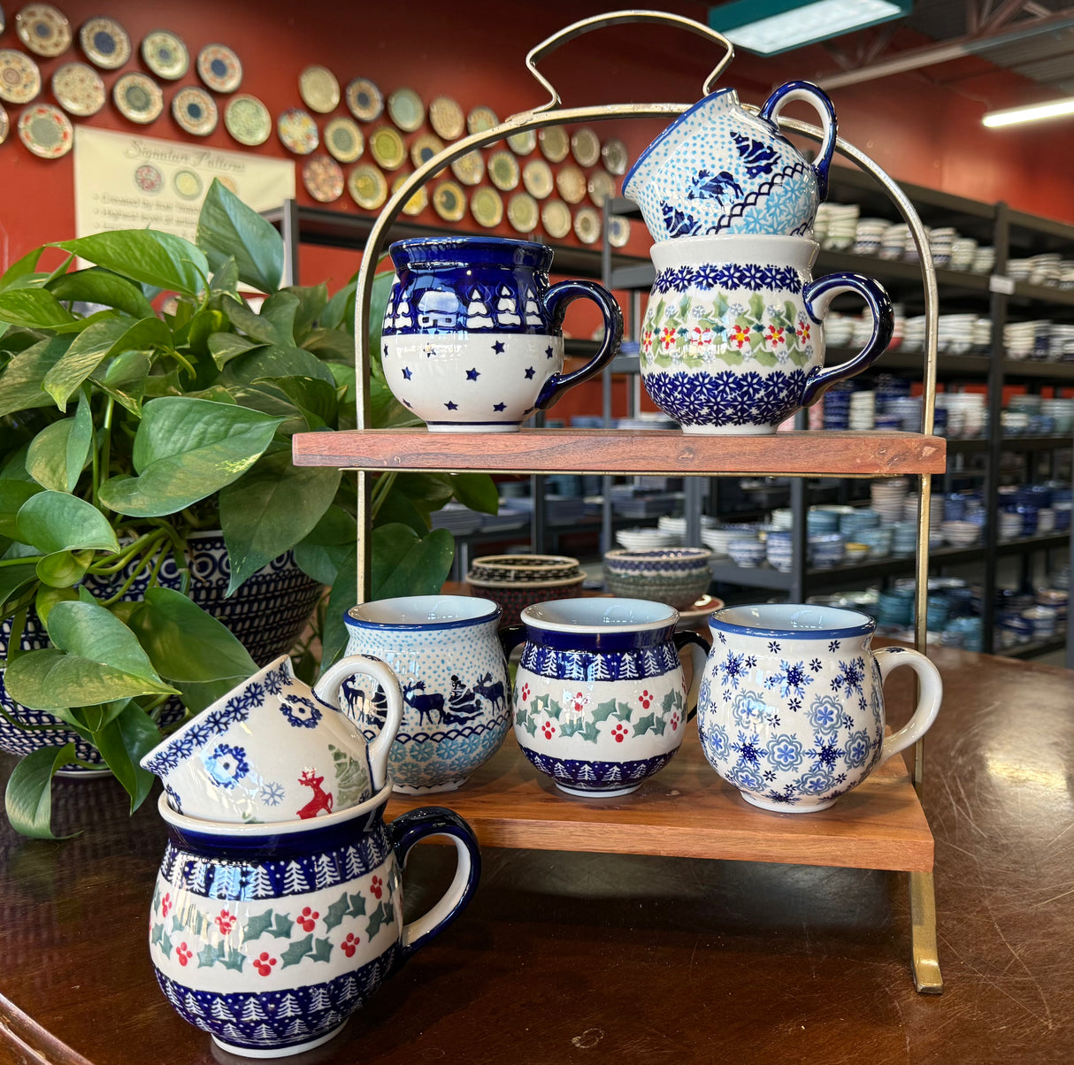 Mug, Belly Mug, Small, 8 oz in "Peaceful Season" by Manufaktura | K067T-JG24