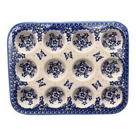 Polish Pottery 12 Cup Mini Muffin Pan (Butterfly Blues) | NDA169-17 Additional Image at PolishPotteryOutlet.com