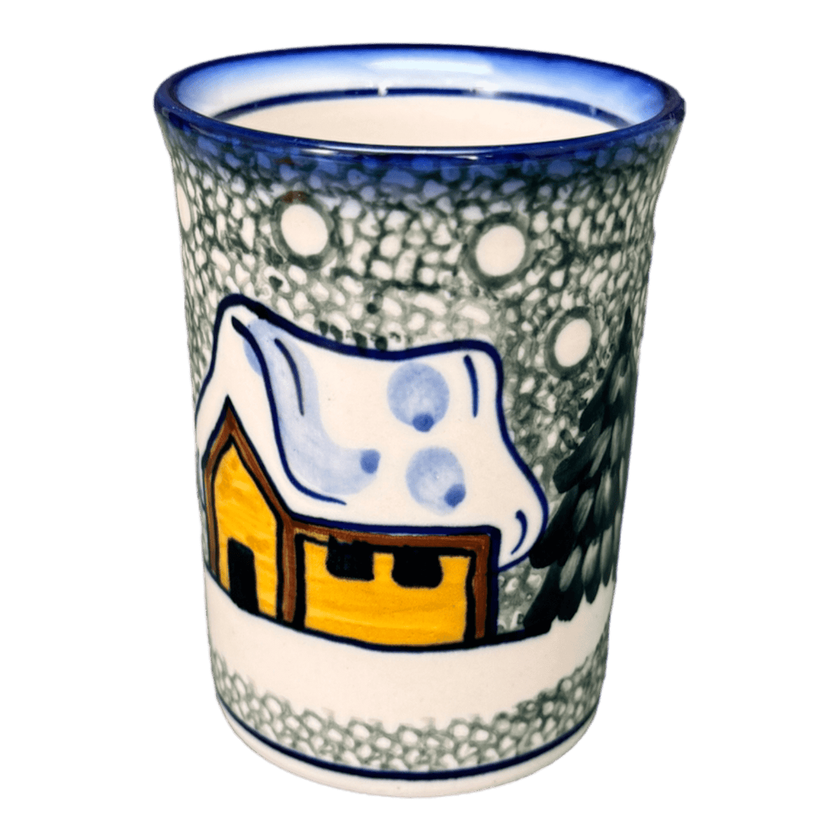 Mug, Straight Mug, 8 oz, WR (WR14A) in "Winter Cabin" by W.R. Ceramika | WR14A-AB1