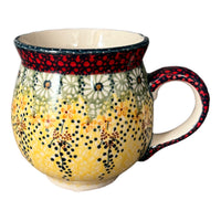 A picture of a Polish Pottery Large Belly Mug (Sunshine Grotto) | K068S-WK52 as shown at PolishPotteryOutlet.com/products/large-belly-mug-sunshine-grotto