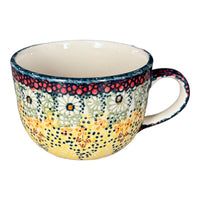 A picture of a Polish Pottery Latte Cup (Sunshine Grotto) | F044S-WK52 as shown at PolishPotteryOutlet.com/products/large-latte-soup-cups-sunshine-grotto