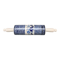 A picture of a Polish Pottery Rolling Pin (Blue Life) | W012S-EO39 as shown at PolishPotteryOutlet.com/products/14-25-rolling-pin-blue-life-w012s-eo39