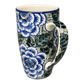 Polish Pottery CA 14 oz. Mug (Blue Dahlia) | AC52-U1473 Additional Image at PolishPotteryOutlet.com