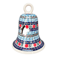 A picture of a Polish Pottery Large Bell Luminary (Pom-Pom Flower) | NDA138-30 as shown at PolishPotteryOutlet.com/products/large-bell-luminary-pom-pom-flower-nda138-30