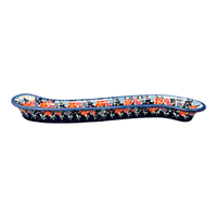 A picture of a Polish Pottery Curved Olive Boat (Fall Wildflowers) | NDA132-23 as shown at PolishPotteryOutlet.com/products/13-x-1-75-curved-olive-boat-fall-wildflowers-nda132-23