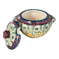 A picture of a Polish Pottery 3" Sugar Bowl (Sunshine Grotto) | C003S-WK52 as shown at PolishPotteryOutlet.com/products/3-sugar-bowl-sunshine-grotto-c003s-wk52