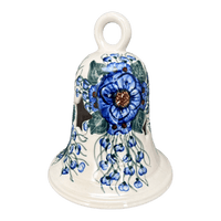 A picture of a Polish Pottery 7" Large Bell Luminary (Bountiful Blue) | NDA138-36 as shown at PolishPotteryOutlet.com/products/7-large-bell-luminary-bountiful-blue-nda138-36