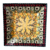 A picture of a Polish Pottery 7" Square Dessert Plate (Sunshine Grotto) | T158S-WK52 as shown at PolishPotteryOutlet.com/products/6-square-dessert-plates-sunshine-grotto