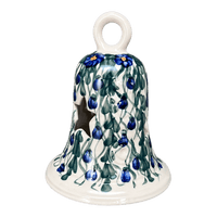 A picture of a Polish Pottery Large Bell Luminary (Blue Cascade) | NDA138-A31 as shown at PolishPotteryOutlet.com/products/7-large-bell-luminary-blue-cascade-nda138-a31