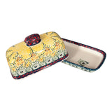 Butter Dish, American, 4" x 7.5" in "Sunshine Grotto" by Manufaktura | M074S-WK52
