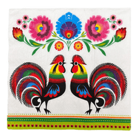A picture of a Polish Pottery Dinner Napkins - Two Roosters as shown at PolishPotteryOutlet.com/products/dinner-napkins-two-roosters