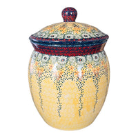 A picture of a Polish Pottery 5 Liter Canister (Sunshine Grotto) | P084S-WK52 as shown at PolishPotteryOutlet.com/products/canister-5l-sunshine-grotto