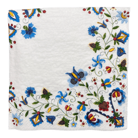 A picture of a Polish Pottery Dinner Napkins - Blue Floral Border - White as shown at PolishPotteryOutlet.com/products/dinner-napkins-blue-floral-border-white
