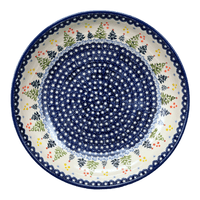 A picture of a Polish Pottery 11.75" Shallow Salad Bowl (Festive Forest) | M173U-INS6 as shown at PolishPotteryOutlet.com/products/11-75-shallow-salad-bowl-festive-forest-m173u-ins6