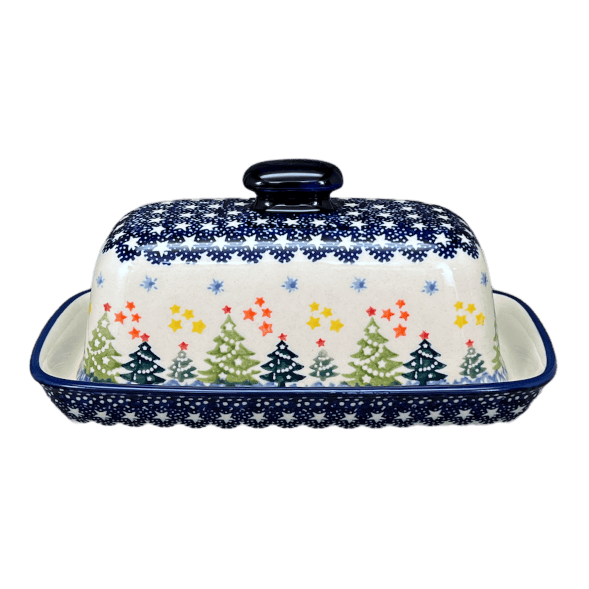 Butter Dish, American, 4" x 7.5" in "Festive Forest" by Manufaktura | M074U-INS6