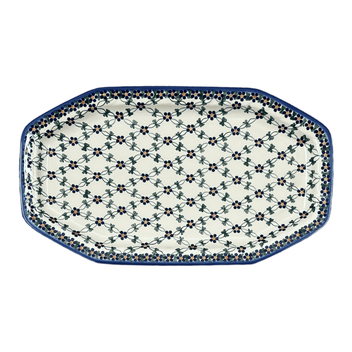 Tray, Angular, 10.5" x 18.5" in "Blue Lattice" by Andy | NDA333-6