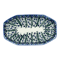 A picture of a Polish Pottery 10.5" x 18.5" Angular Tray (Blue Cascade) | NDA333-A31 as shown at PolishPotteryOutlet.com/products/10-5-x-18-5-angular-tray-blue-cascade-nda333-a31