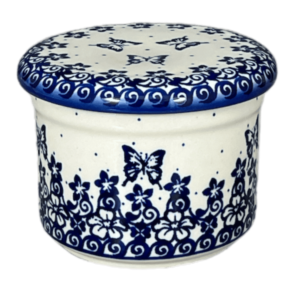 Butter Crock, 3.25" x 4.25" in "Butterfly Blues" by Andy | NDA344-17