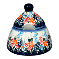 A picture of a Polish Pottery 4" Bell Sugar Bowl (Fall Wildflowers) | NDA76-23 as shown at PolishPotteryOutlet.com/products/4-bell-sugar-bowl-fall-wildflowers-nda76-23