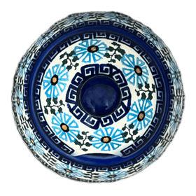 Polish Pottery 4" Bell Sugar Bowl (Blue Daisy Spiral) | NDA76-38 Additional Image at PolishPotteryOutlet.com