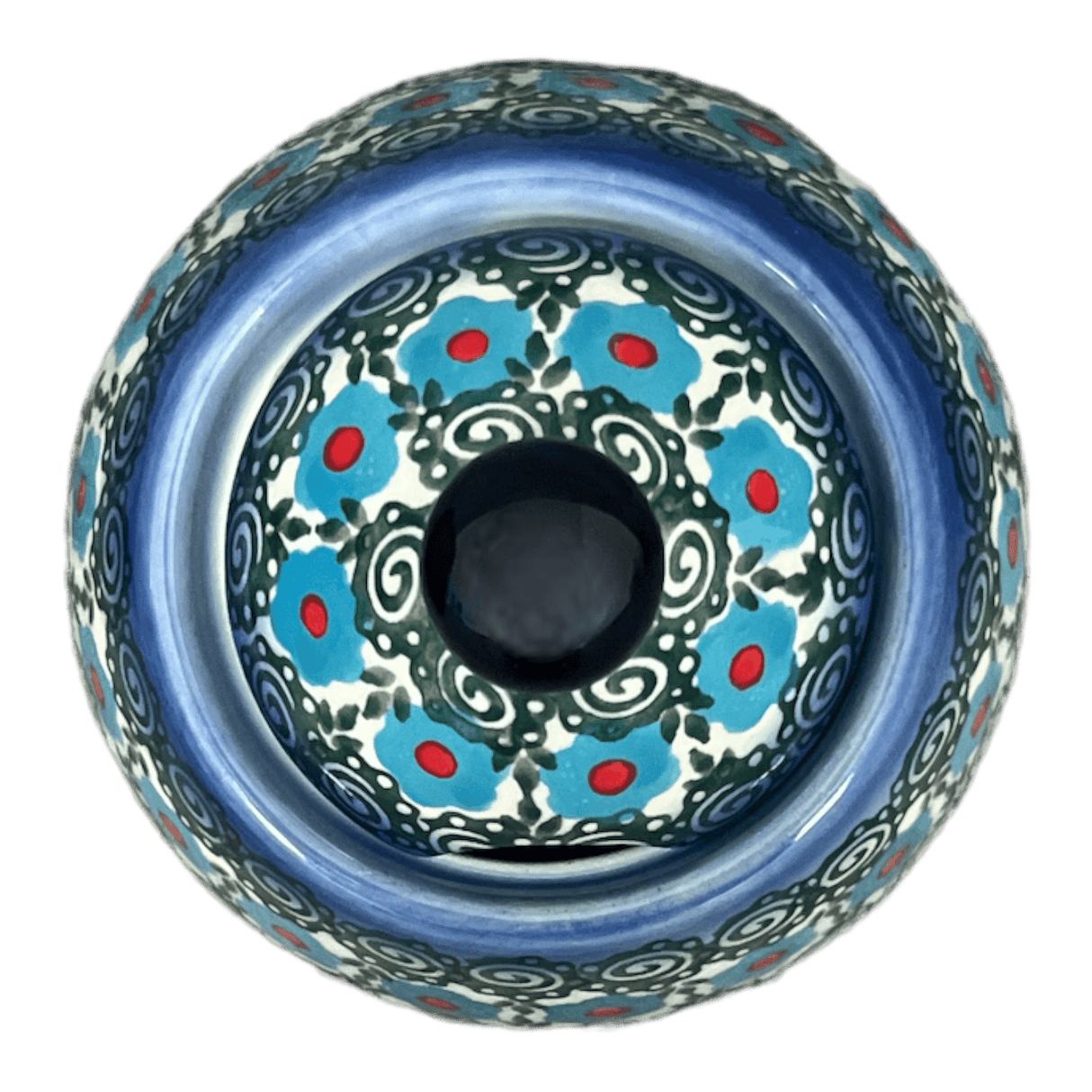 Bowl, Bell-Shaped, Sugar Bowl, 4" in "Teal Pompons" by Andy | NDA76-62