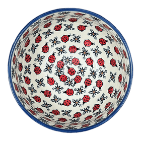 Polish Pottery Deep 9" Bowl (Lovely Ladybugs) | NDA194-18 Additional Image at PolishPotteryOutlet.com