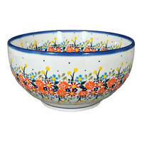 A picture of a Polish Pottery Deep 9" Bowl (Bright Bouquet) | NDA194-A55 as shown at PolishPotteryOutlet.com/products/9-deep-bowl-bright-bouquet-nda194-a55