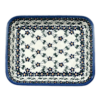 A picture of a Polish Pottery 8" x 10" Baker (Blue Lattice) | NDA125-6 as shown at PolishPotteryOutlet.com/products/8-x-10-baker-blue-lattice-nda125-6